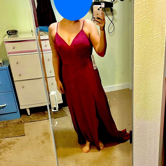 NWT Azazie- Candice- Burgundy Floor-length Gown- Size 4 - Picture 3 of 8